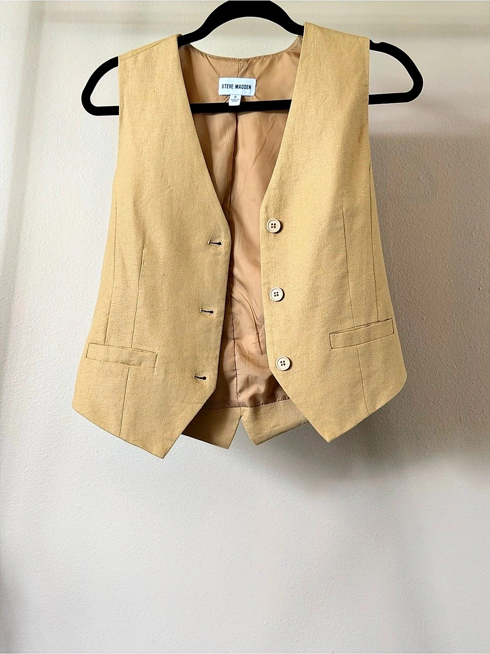 Steve Madden Selene Vest Women's Small Tailored Vest Yellow Small
